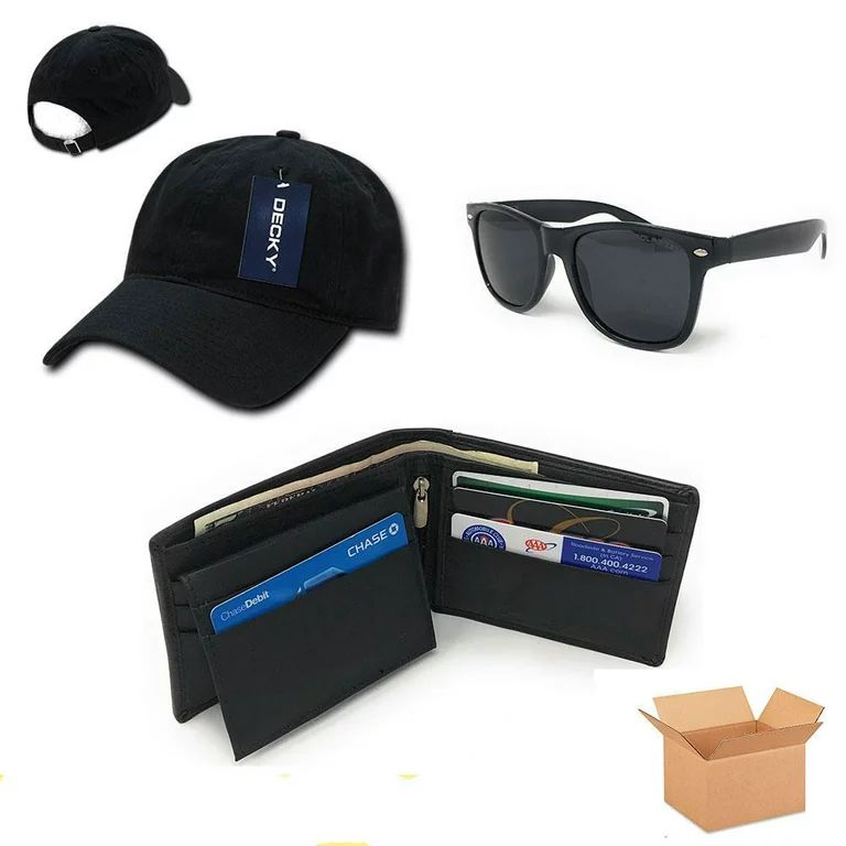 Casaba Mens Gift Set Box Baseball Dad Cap Leather Wallet Sunglasses - Walmart.com | Walmart (US)