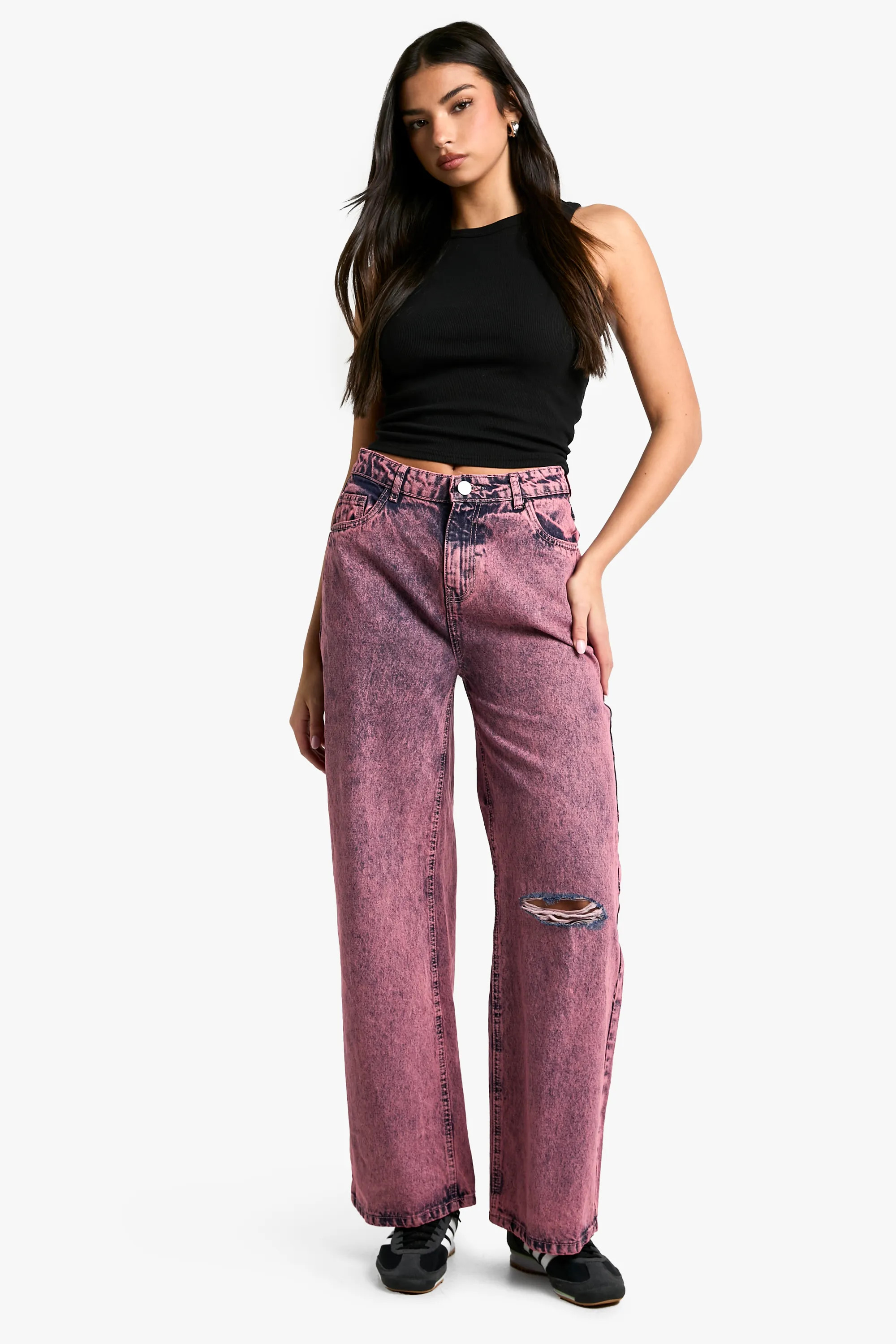 Jeans | Pink Washed Wide Leg Jeans | boohoo | Boohoo.com (NL)