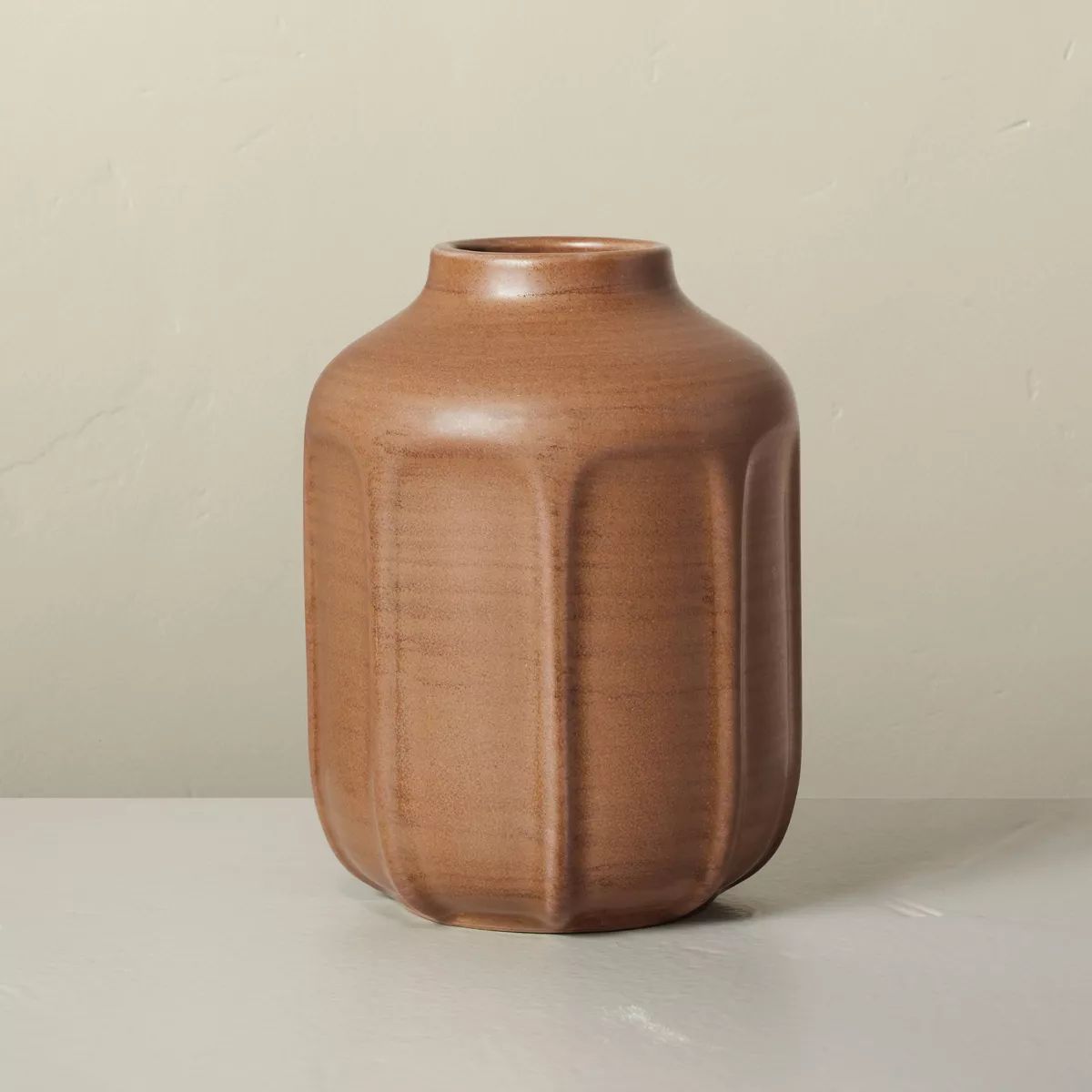 Faceted Ceramic Vase Brown - Hearth & Hand™ with Magnolia | Target