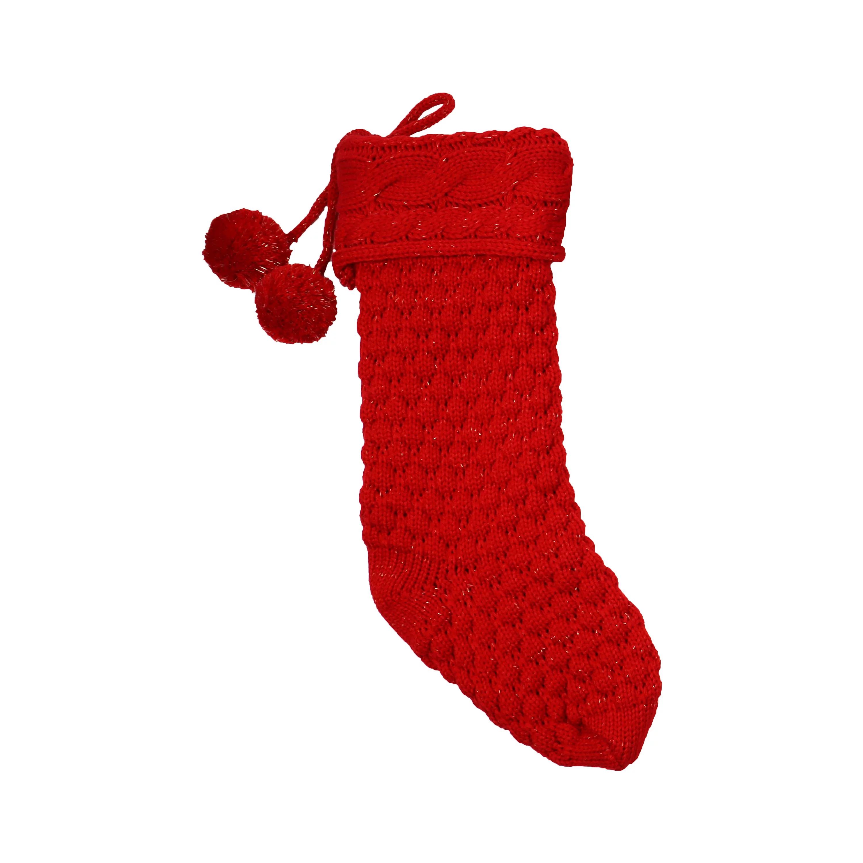Holiday Time 20inch Red Cable Knit Christmas Stocking | Walmart (US)