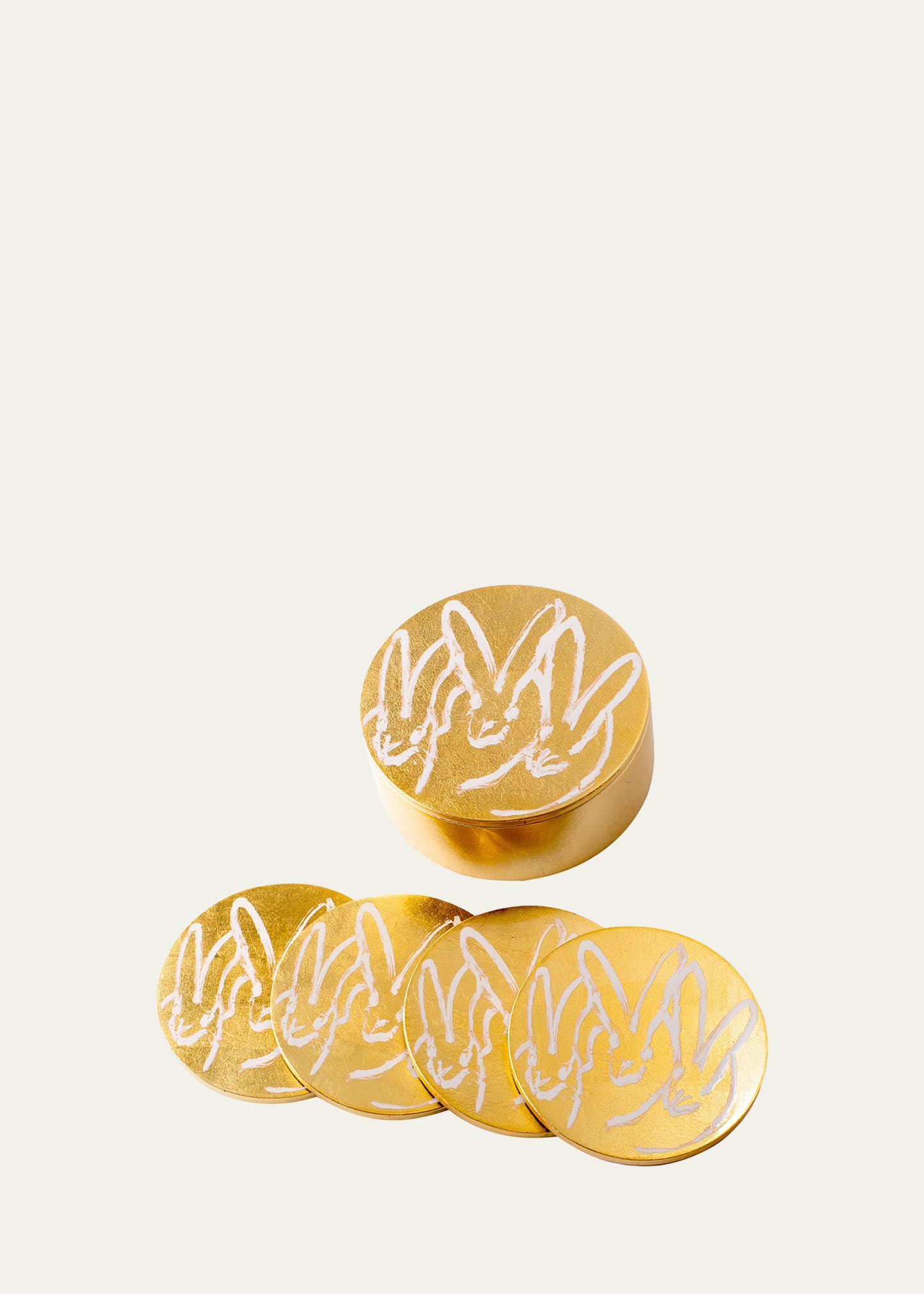 Hunt Slonem Gold Leaf Bunny Coaster Box - Set of 4 | Bergdorf Goodman