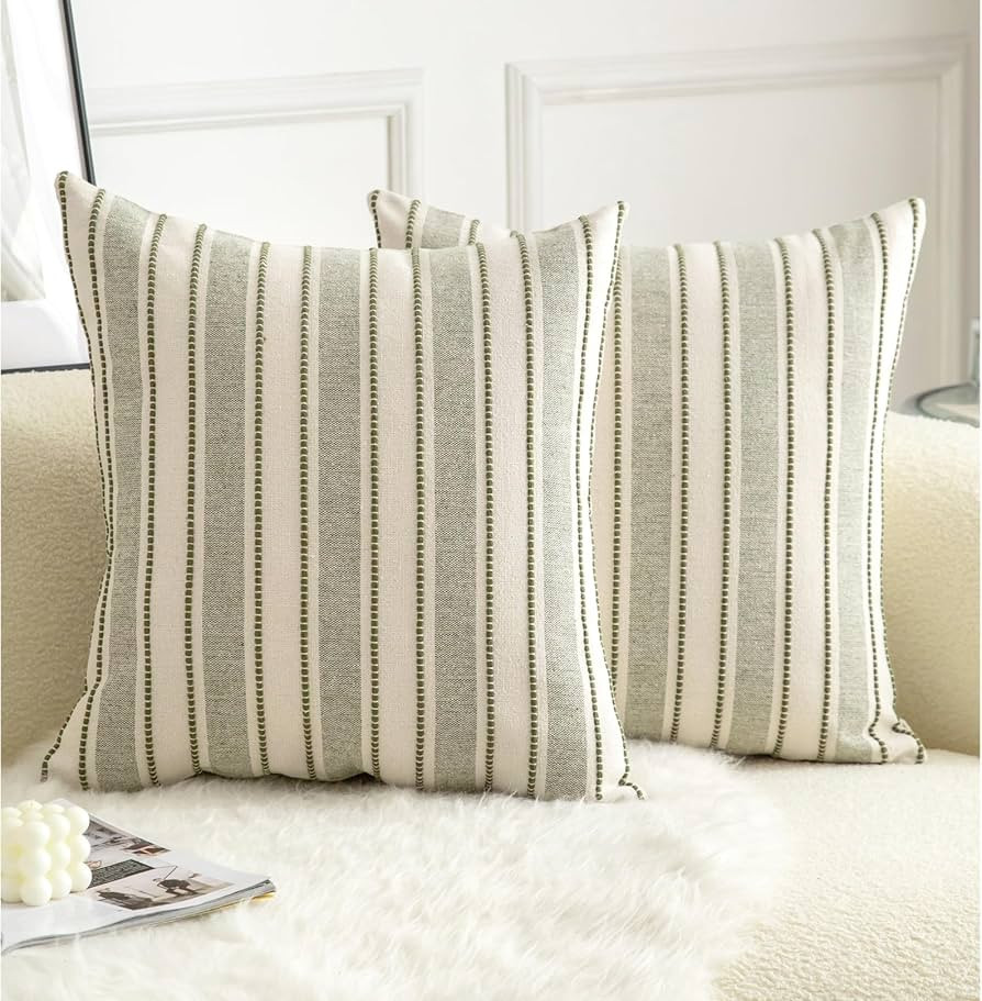 Decorative Boho Throw Pillow Covers, Farmhouse Textured Pillow Case, 18 x 18 Inch Set of 2, Chair... | Amazon (US)