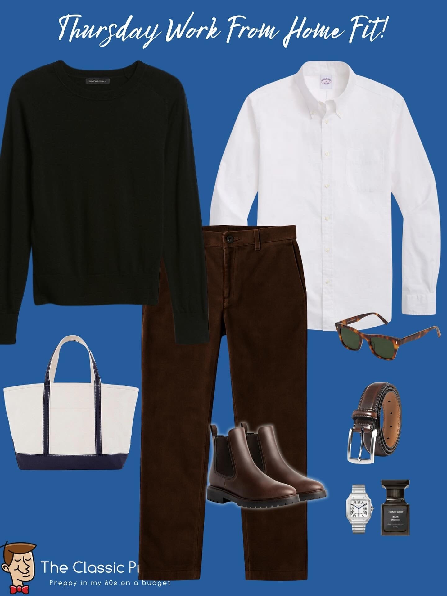Thursday Work From Home Fit!

Classic layers that keep it sharp yet comfortable: 

👕 White Shirt: @brooksbrothers
👖 Brown Corduroys: @tommyhilfiger (part of the $250 @macys Challenge)
🧥 Navy Sweater: @bananarepublic
👢 Brown Boots: @colehaan 
👜 Tote: @llbean

#PreppyStyle #ClassicMenswear #IvyStyle #PreppyOnABudget #MensStyle #NoBuyChallenge #ShopYourCloset #Preppy60s #LTKpreppy #LTKivystyle

#LTKStyleTip #LTKOver40 #LTKMens