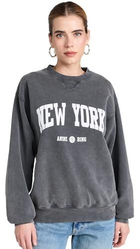 ANINE BING Women's Ramona Sweatshirt University New York, Washed Black, XS | Amazon (US)