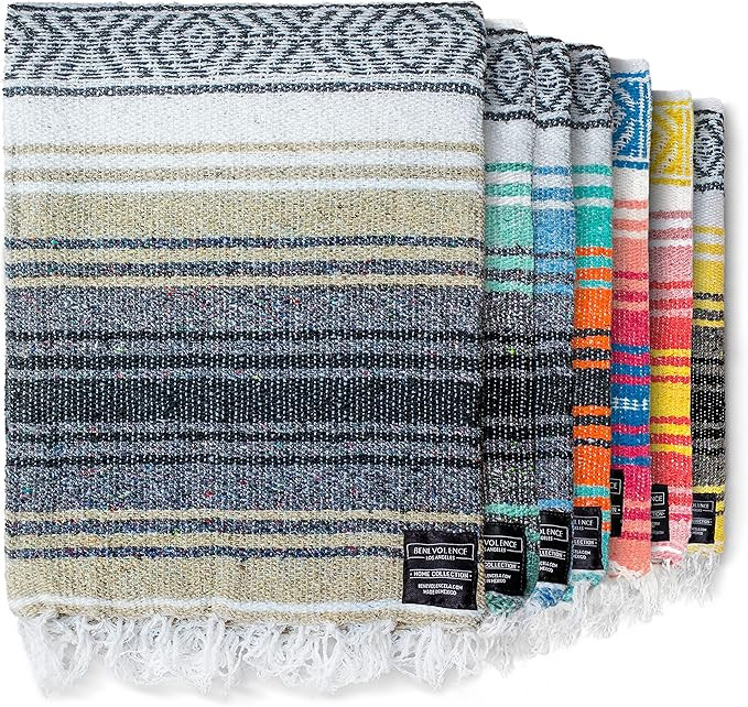 Authentic Mexican Blanket - Picnic Blanket, Handwoven Serape Blanket, Perfect as Beach Blanket, P... | Amazon (US)
