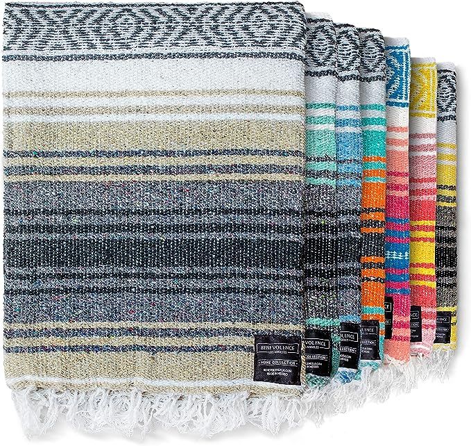 Authentic Mexican Blanket - Picnic Blanket, Handwoven Serape Blanket, Perfect as Beach Blanket, P... | Amazon (US)