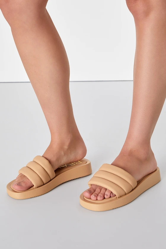 Pax Light Nude Flatform Slide Sandals | Lulus (US)