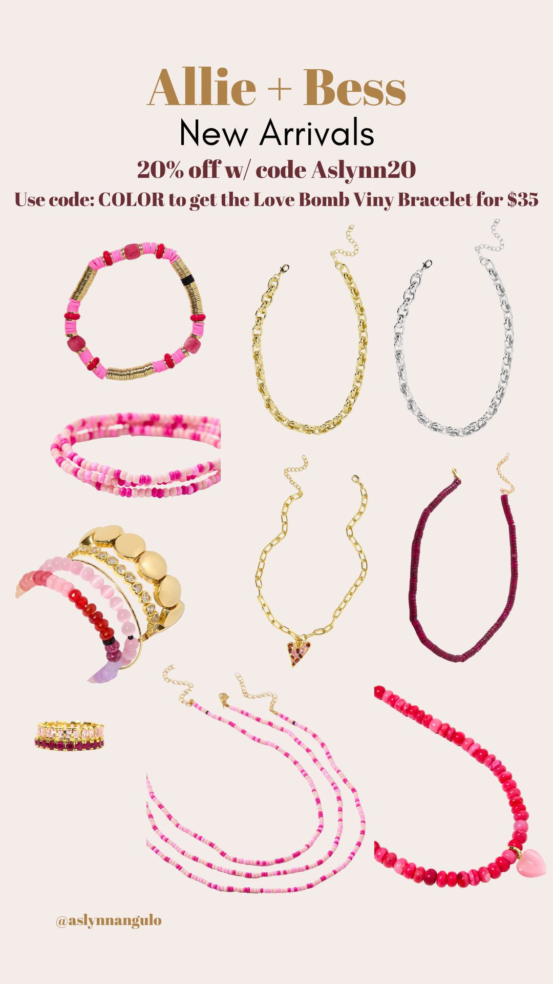 NEW Allie+Bess jewelry that is perfectttt for Valentine's Day, spring outfits, summer outfits, and so much more!!
♥️🩷♥️🩷♥️🩷♥️🩷♥️🩷♥️🩷♥️🩷

+ Send this link to your husband/boyfriend/fraaanddd if they need some ideas on what to get ya. 😉

Bestie tip - use accessories like these to complete and elevate your look! 💖

Valentine's Day Gift ideas, Gift Ideas, Allie+Bess Jewelry, New Jewelry, Mom jewelry, mom outfit, beaded jewelry, colorful jewelry, gold jewelry, jewelry that elevates 

 

#LTKSaleAlert #LTKWorkwear #LTKValentine