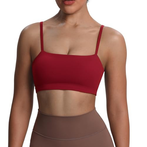 Aoxjox Women's Workout Bandeau Bras Training Fitness Running Yoga Crop Tank (Rumba Red, XX-Large) | Amazon (US)