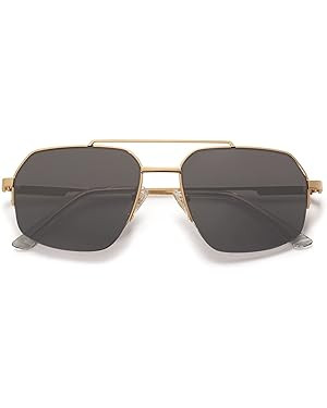 SOJOS Trendy Aviator Sunglasses Mens Womens Retro Double Bridge Metal Semi-Rimless Shades Lentes ... | Amazon (US)