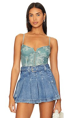 Free People x Intimately FP Night Rhythm Corset Bodysuit In Sage Combo from Revolve.com | Revolve Clothing (Global)