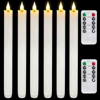 Homemory 6 Pcs Wax Flameless Taper Candles with Remote Timer and Dimmer, White Candle Sticks Batt... | Amazon (US)