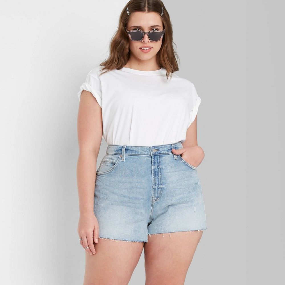 Women's Plus Size High-Rise Cut-Off Mom Jean Shorts - Wild Fable™ | Target