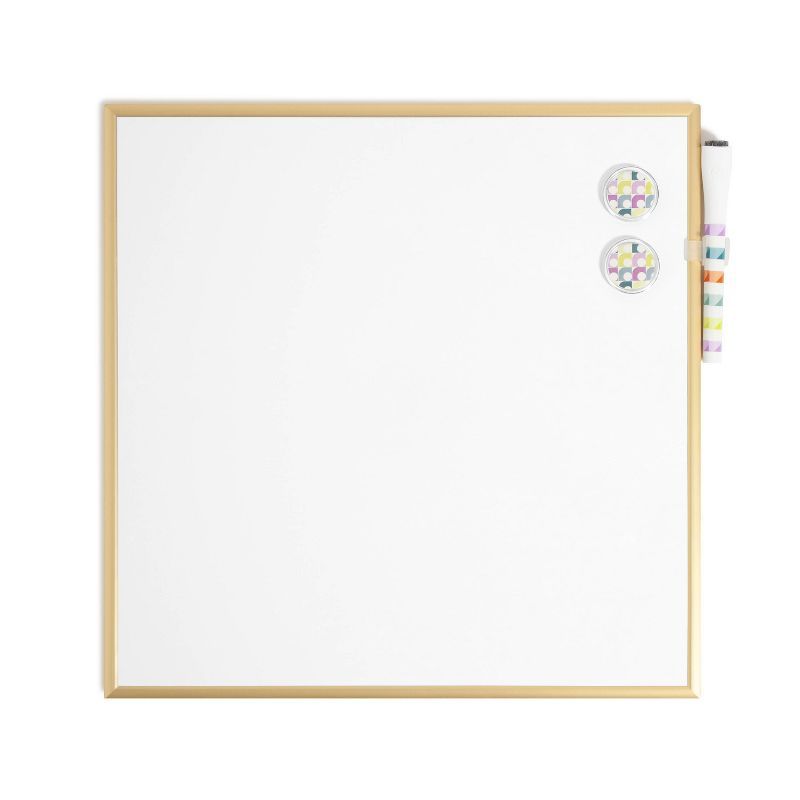 U Brands 14"x14" Gold Frame Dry Erase Board - White/Geo | Target