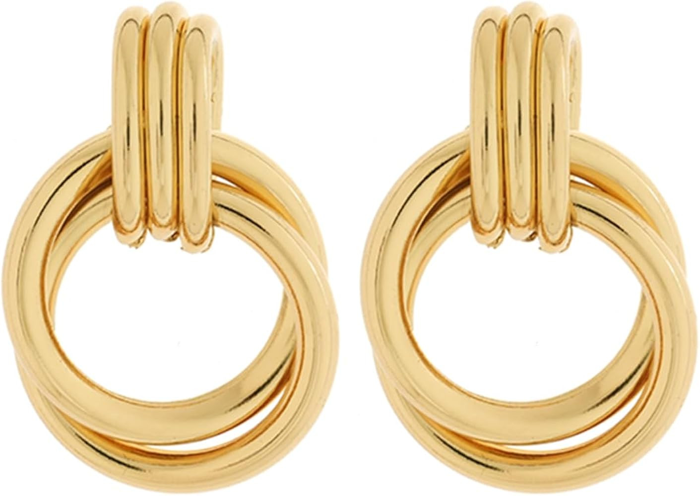 Gold Silver Cricle Statement Hoop Earrings Stud for Women Girls, Designer Aesthetic Doorknocker D... | Amazon (US)
