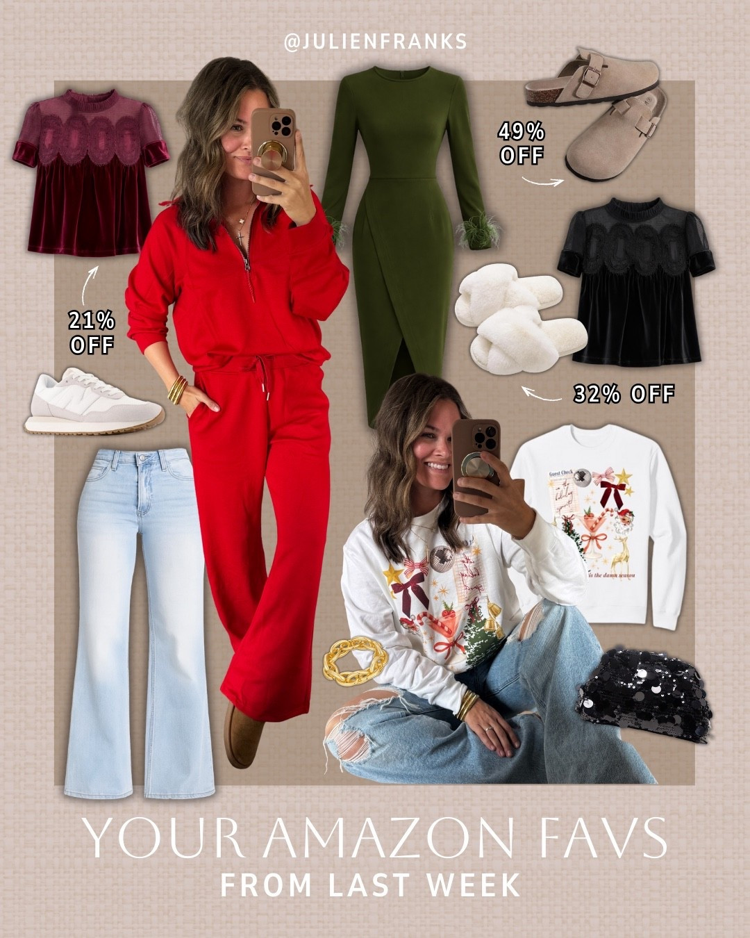 Your favs from Amazon last week. 🥰 I’ve been loving these pieces for the holidays! Perfect to dress up for events this season, or style down for more casual looks. 

#amazonfinds #velvet #holidayoutfit #casualoutfit #festiveoutfit #jeans #denim #salealert #sneakers #matchingset #loungewear #athleisure

#LTKSeasonal #LTKHoliday #LTKFindsUnder50