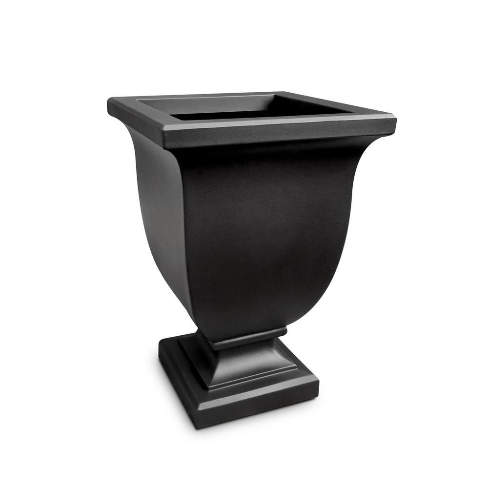 Mayne Augusta 26 in. Tall Black Polyethylene Planter | The Home Depot