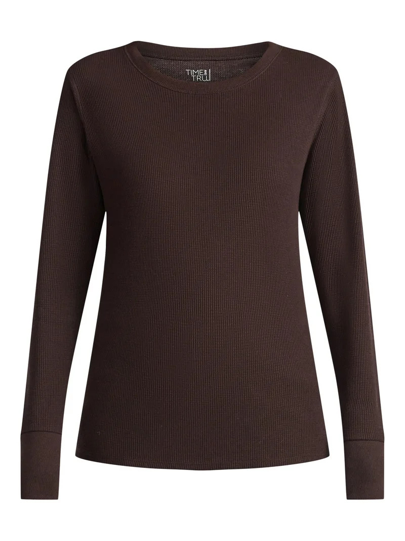 Time and Tru Women's Thermal Tee with Long Sleeves, Size XS-XXXL | Walmart (US)