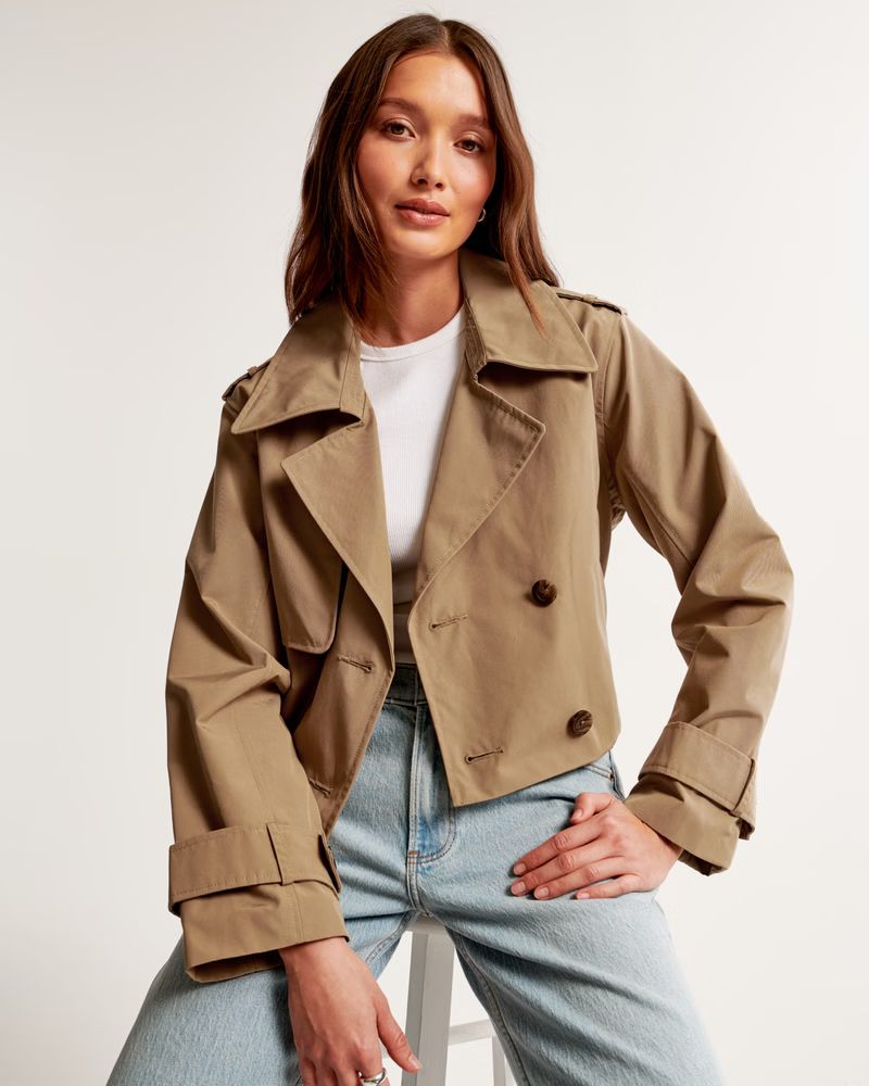 Women's Cropped Trench Coat | Women's New Arrivals | Abercrombie.com | Abercrombie & Fitch (US)