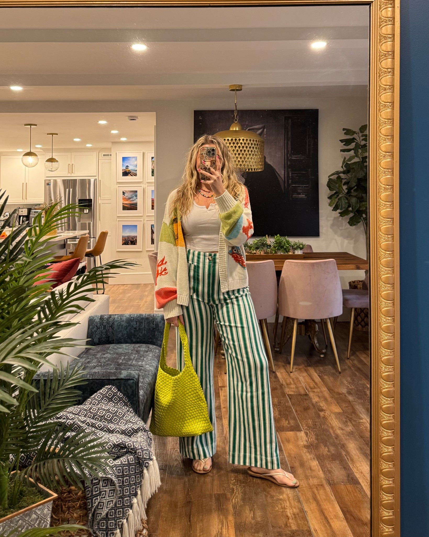 Green striped pants true to size a little less stretch that the regular Colette pants,. Can’t stop wearing this summer sweater! 

#LTKStyleTip #LTKSeasonal #LTKMidsize