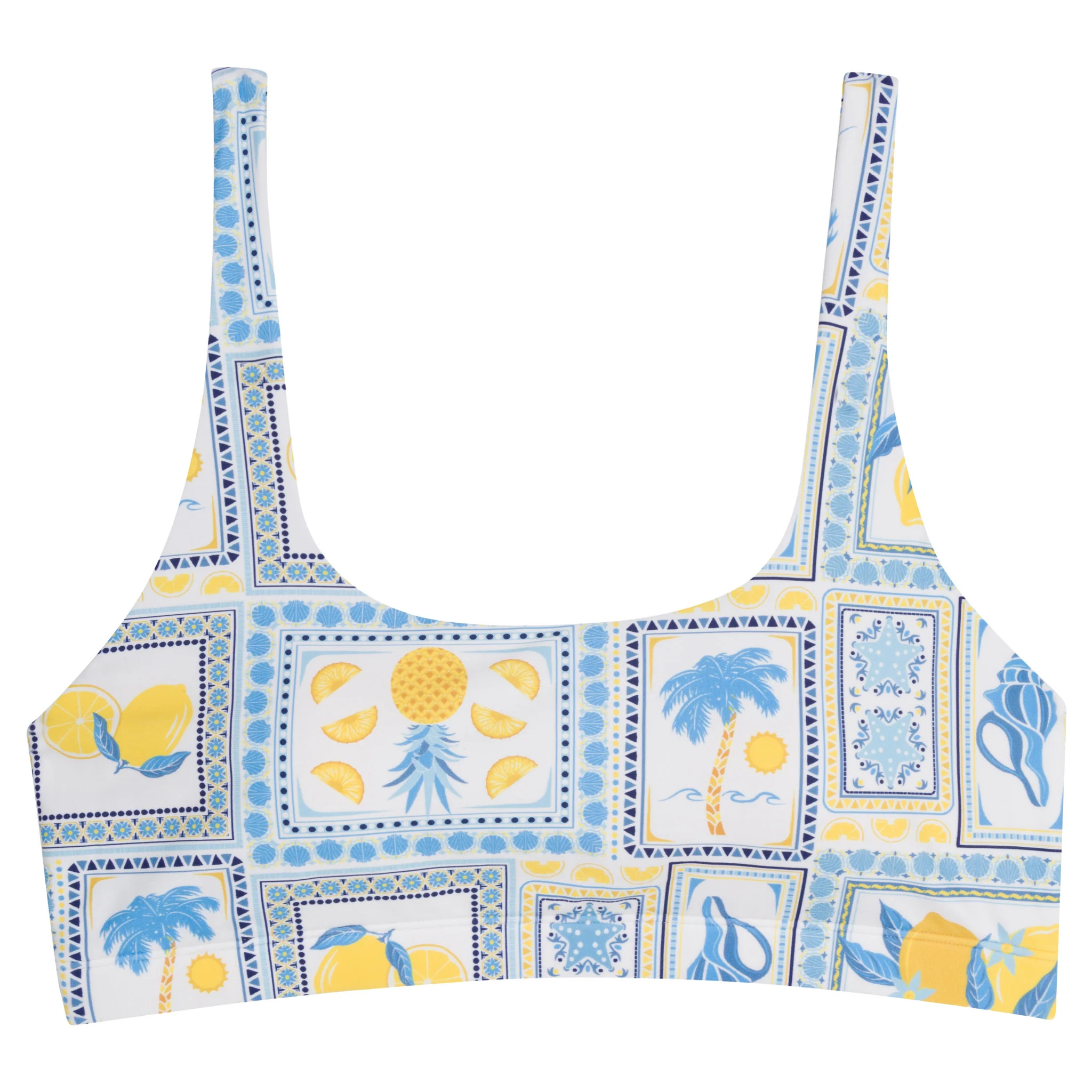 Women's Scoop Neck Bikini Top | "Mediterranean Lemons" | SwimZip