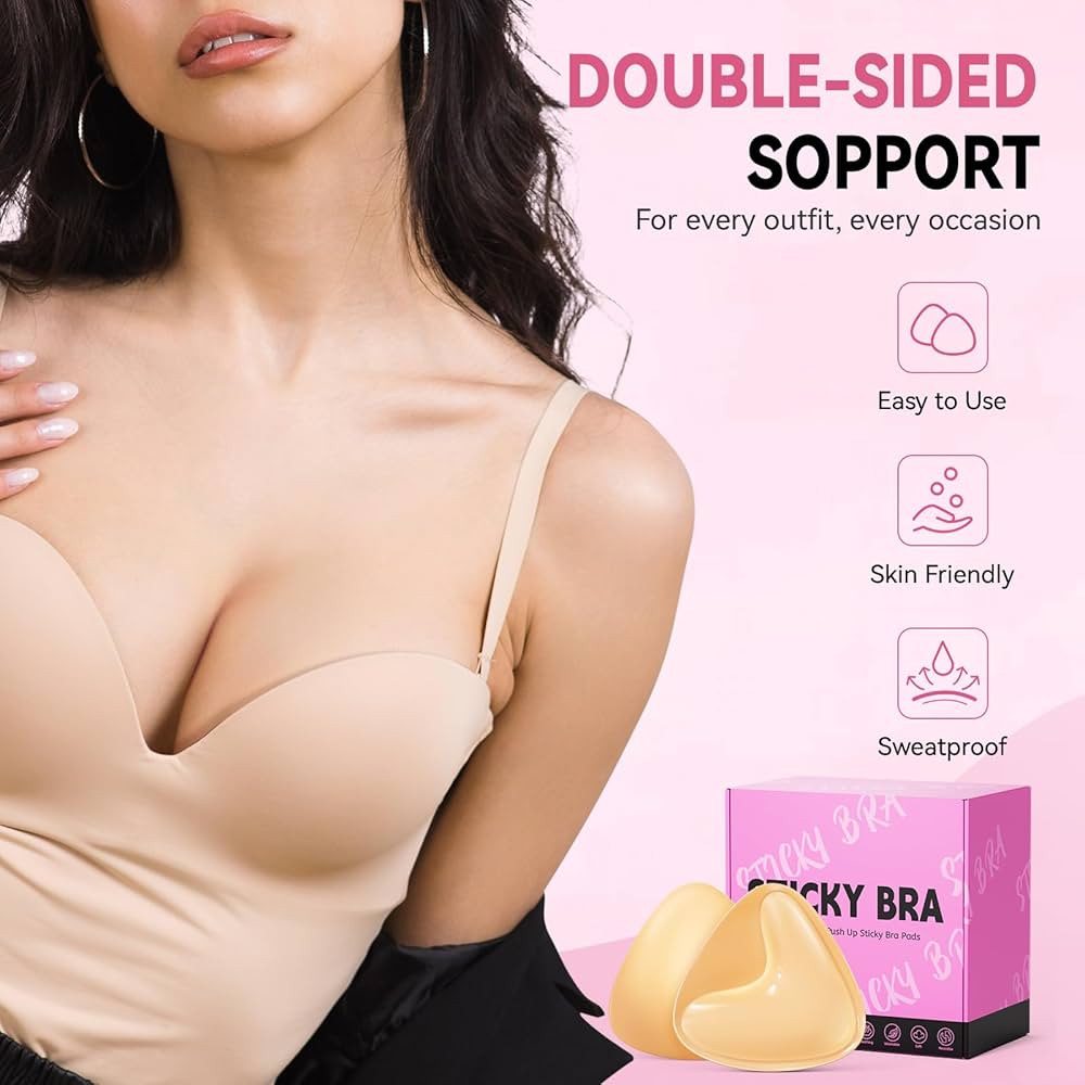 Ultra Push up Sticky Bra Pads Inserts | Double Sided Adhesive Bra Inserts | Stick on Bra for Spor... | Amazon (US)