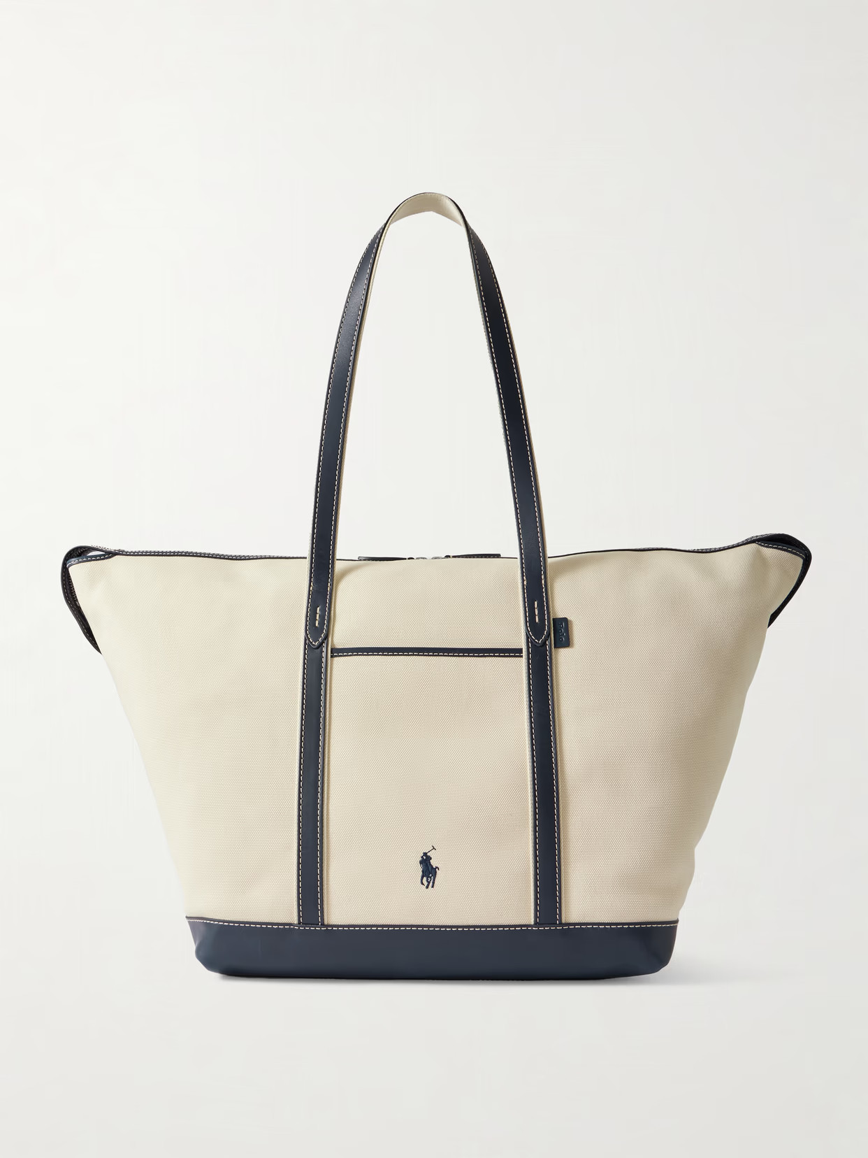 Polo Ralph Lauren - Large Leather-trimmed Cotton-blend Canvas Tote - Blue | NET-A-PORTER (US)