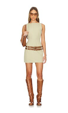 LIONESS Ethereal Buckle Mini Dress in Beige from Revolve.com | Revolve Clothing (Global)