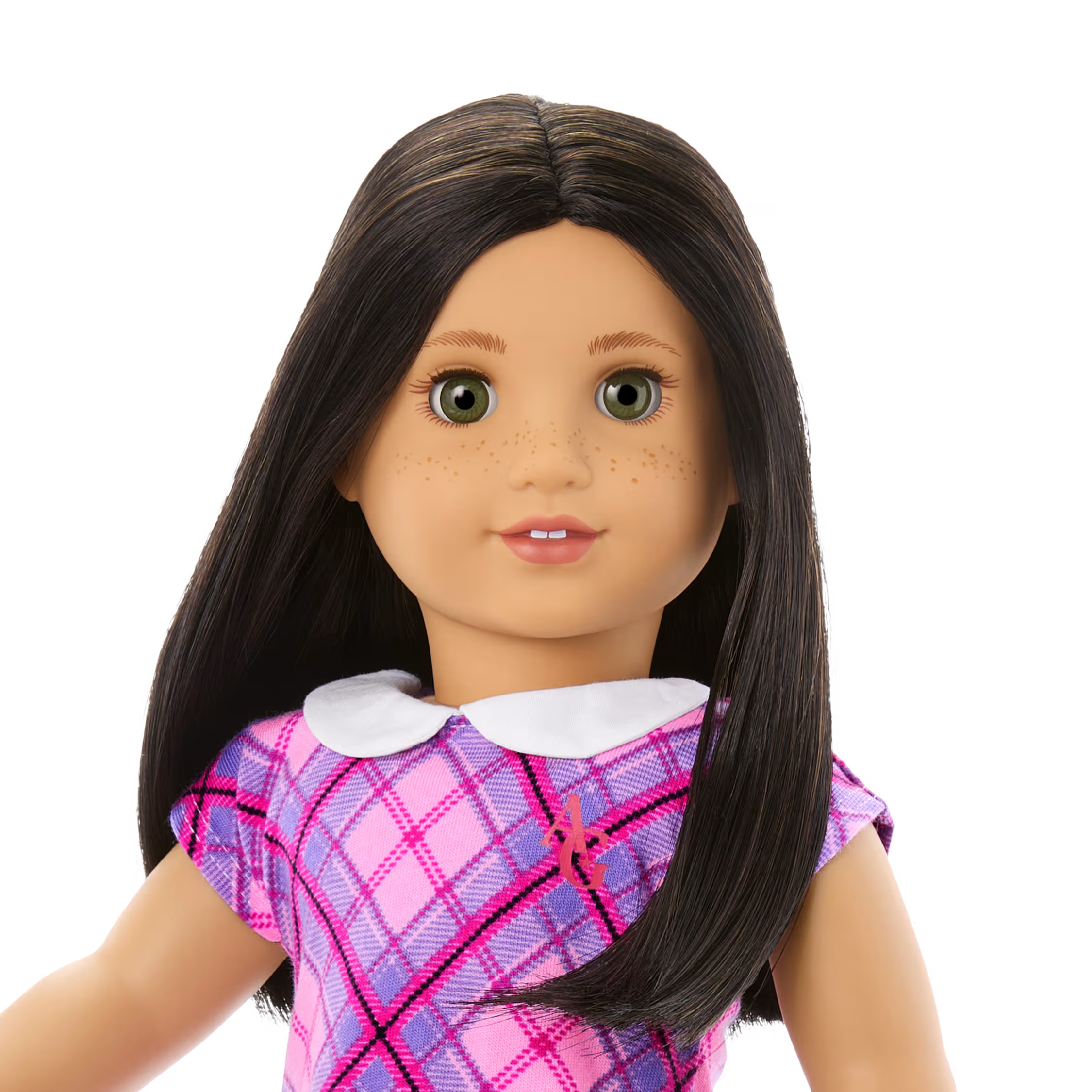 Truly Me™ 18-inch Doll #128 with long straight black-brown hair | American Girl