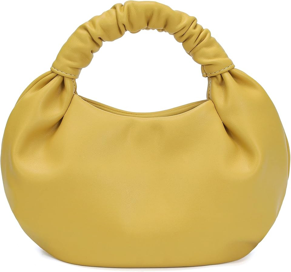 Small Purses Hobo Bags for Women Faux Leather Ruched Top Handle Bag | Amazon (US)