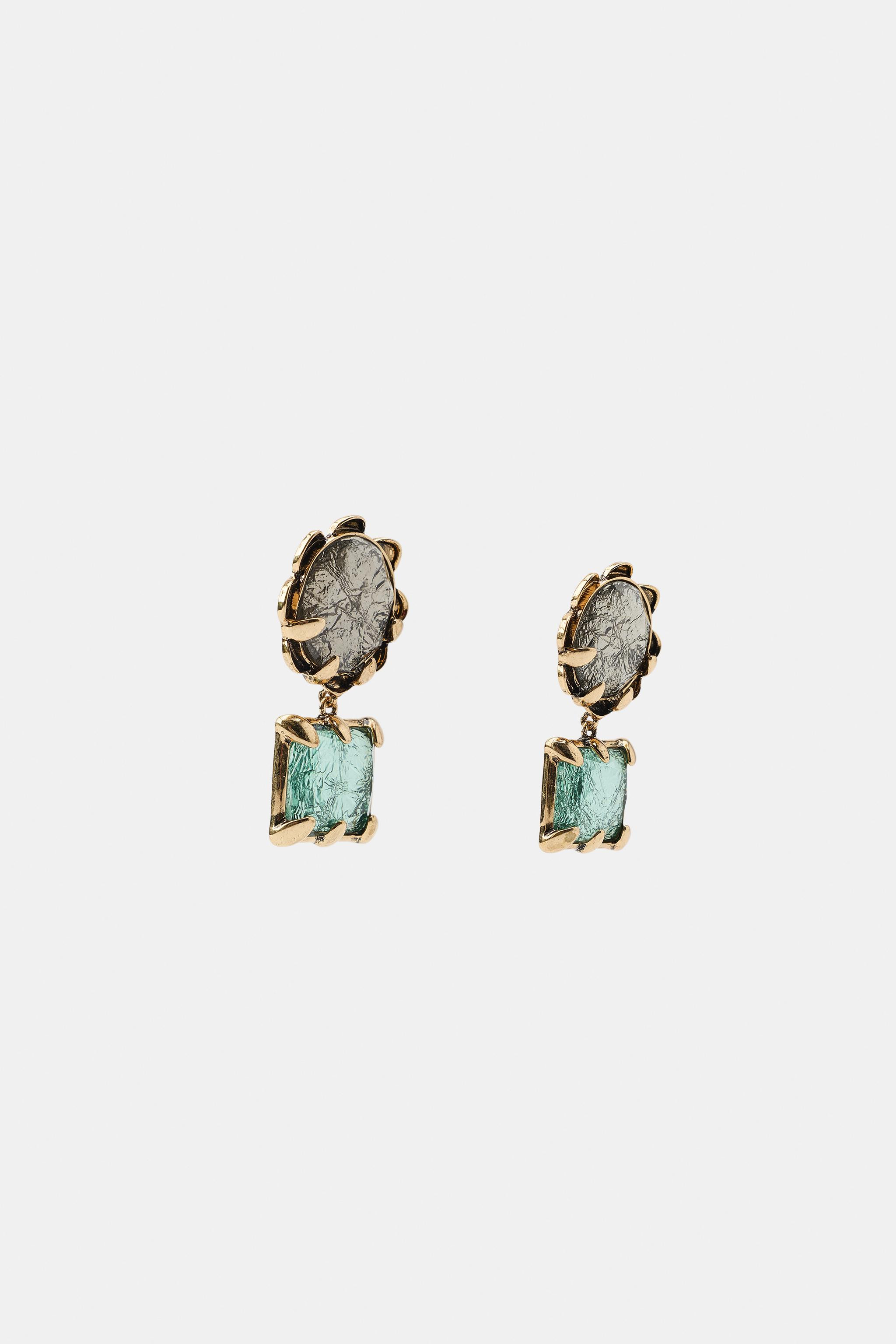 DOUBLE SPARKLE EARRINGS | Zara US