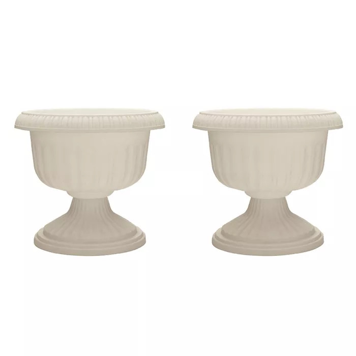 Southern Patio Dynamic Outdoor 18" Resin Grecian Urn Planter Pot, White (2 Pack) | Target