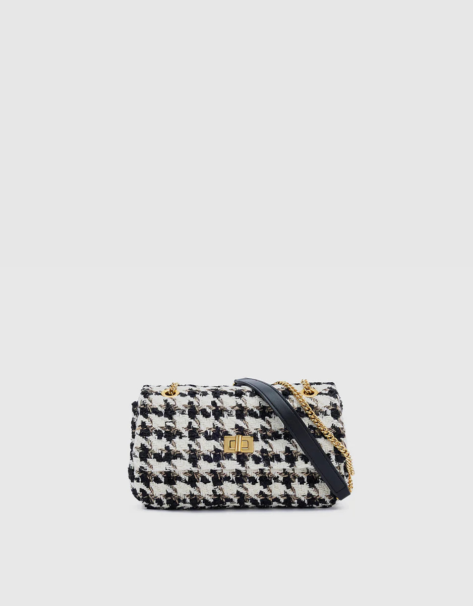 Tweed Houndtooth Crossbody Bag | Urban Revivo