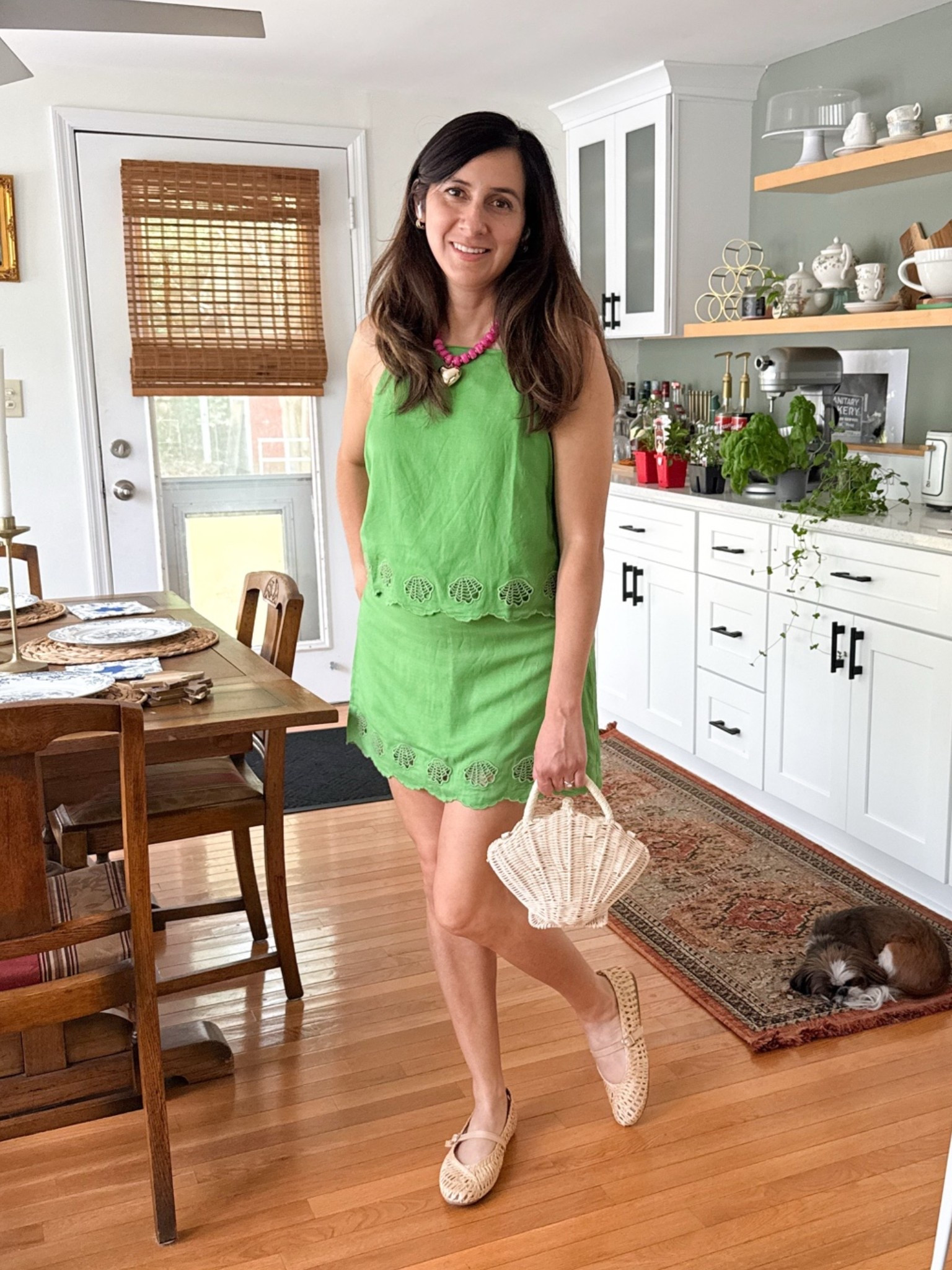A cute green summer two- piece set thats lightweight, and easy to wear.

This outfit is one of those effortless looks you can throw on and instantly feel put-together in. The scalloped hem detail, breezy fabric, and bright summer color make it perfect for beach vacations, brunch, farmers markets, or casual weekend plans.

I paired it with woven Mary Jane flats, the shell handbag matches the embroidery, and a pink chunky beaded necklace for a feminine coastal-inspired summer look

Great idea for:
• matching skirt sets for women
• green summer outfits
• linen blend two-piece sets
• vacation outfits for women
• resort wear outfit ideas
• casual summer outfits for women in their 30s & 40s

Save this for your next summer outfit idea 🌴

#LTKootd #LTKSeasonal #LTKOver40