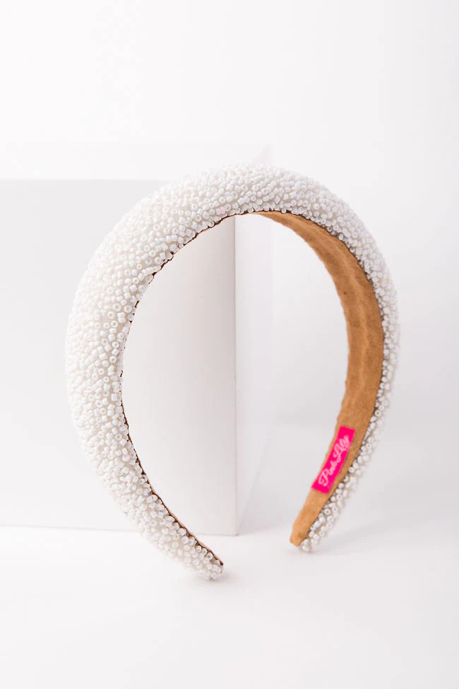 White Pearl Occasion Headband | Pink Lily