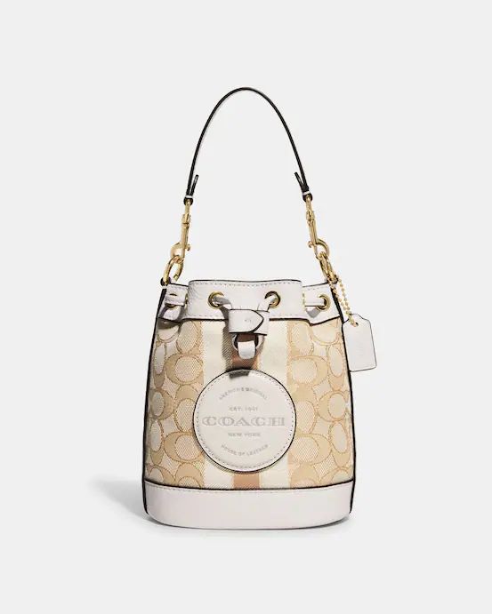 Mini Dempsey Bucket Bag In Signature Jacquard With Stripe And Coach Patch | Coach Outlet