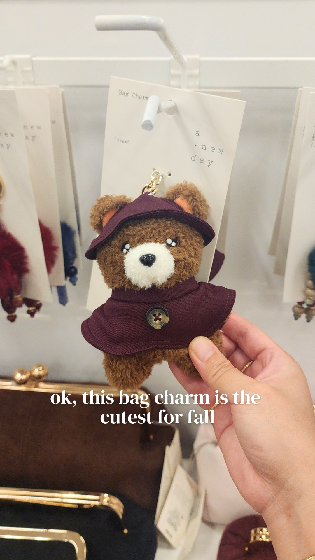 cutest teddy bear bag charm for fall! 

 #LTKSeasonal