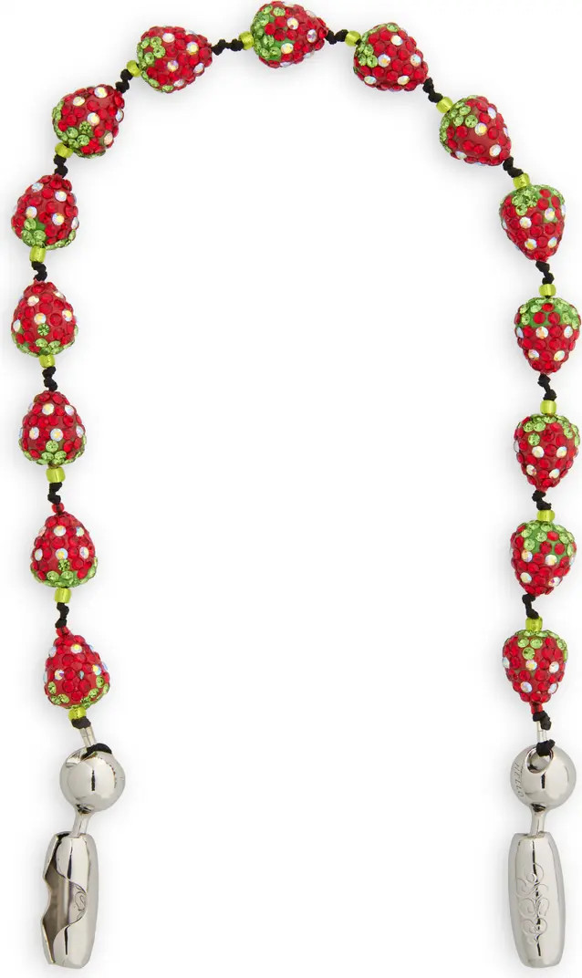 ossa Strawberry Crystal Pavé Beaded Wrist Strap for iPhone Case | Nordstrom | Nordstrom