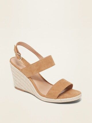 Faux-Suede Double-Strap Wedge Sandals for Women | Old Navy (US)