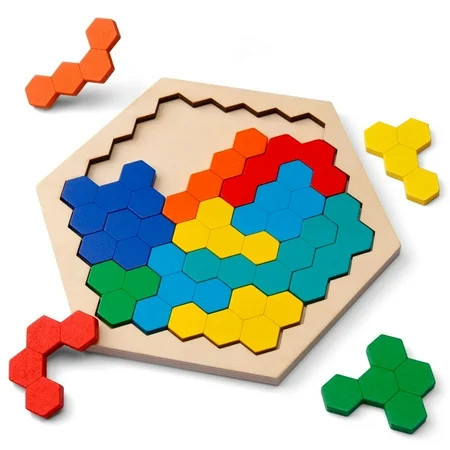 Coogam Wooden Hexagon Puzzle for Kid Adults,Shape Pattern Block Tangram Brain Teaser Toy Geometry Logic IQ Game STEM Montessori Educational for Ages 3 4 5 | Walmart (US)