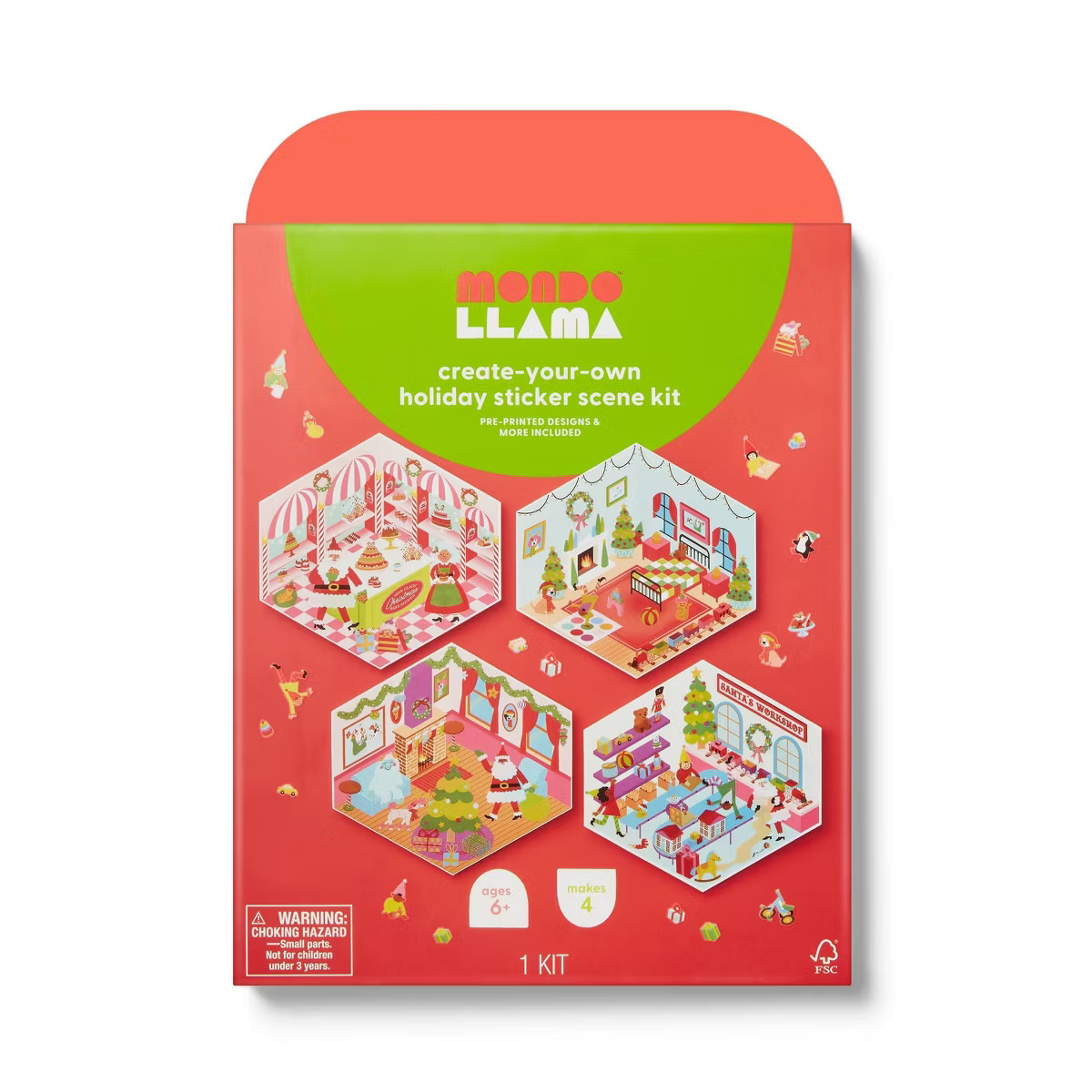 Christmas Craft 4ct Holiday Sticker Scenery Activity Kit - Mondo Llama™ | Target