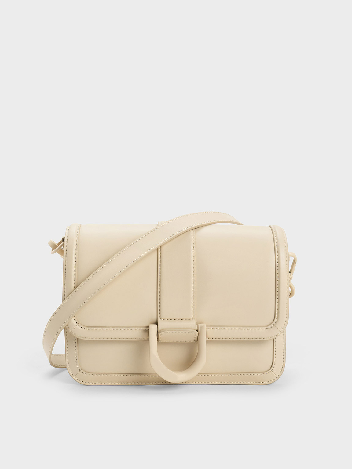 Gabine Leather Crossbody Bag - Chalk | Charles & Keith UK
