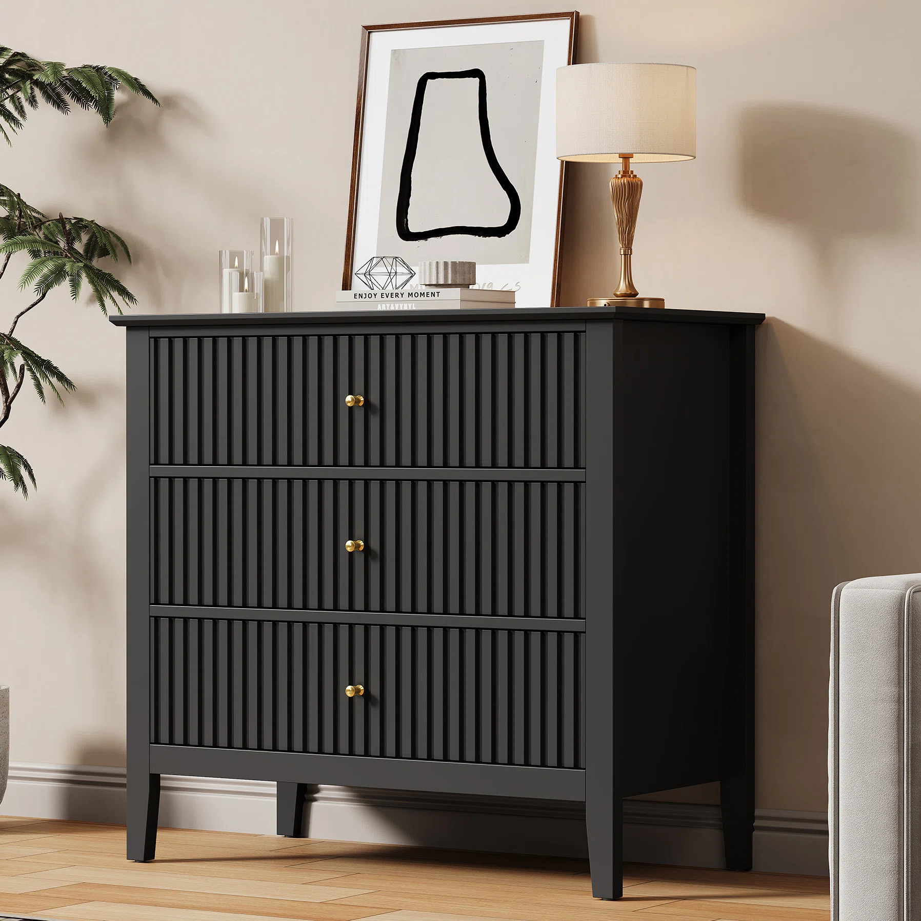 Amberrae Large 3 Drawer Dresser, Wide Chest of Drawers | Wayfair North America