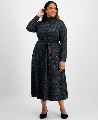 Plus Size Leopard-Print Midi Dress | Macy's