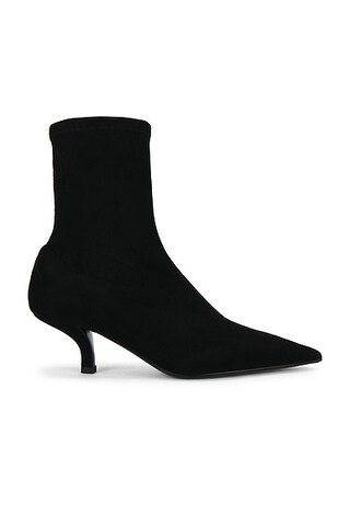 Toteme Suede Heeled Sock Boot in Black - Black. Size 36 (also in 37, 38, 40). | FWRD 