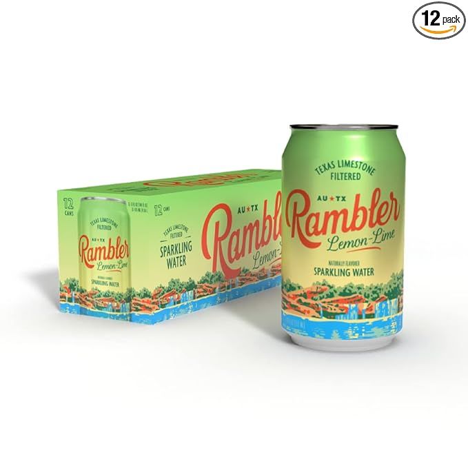 AUTX RAMBLER Lemon-Lime Sparkling Water, 12-Pack, 12oz Cans, Texas Limestone Filtered Sparkling W... | Amazon (US)