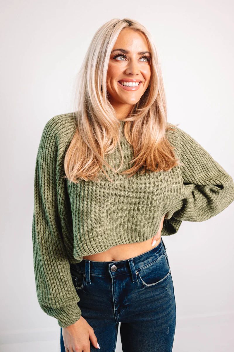 Crushing On You Cropped Sweater - Fern | The Impeccable Pig