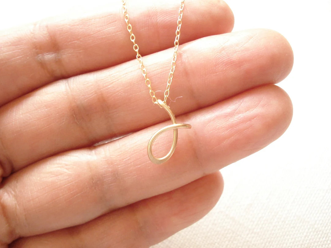 Initial Necklace...gold Fill, Sterling Silver or Rose Gold Fill Handmade Personalized Wire Wrappe... | Etsy (US)