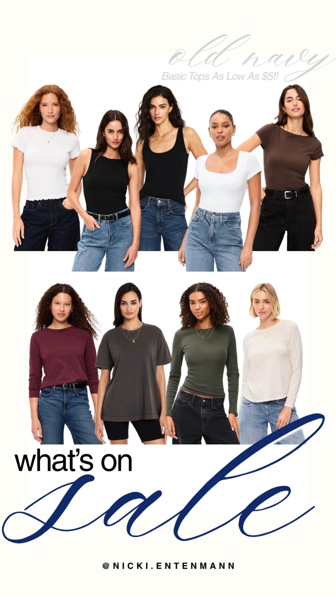 Stock up on essential fall layering pieces with Old Navy basic tops starting as low as $5! This budget friendly edit includes scoop neck tanks, fitted tees, ribbed long sleeves, and relaxed crewnecks in versatile seasonal shades of burgundy, olive green, chocolate brown, charcoal, black, and white. Style these affordable basics with your favorite denim or layered under autumn jackets for an effortless preppy casual look.

#oldnavy #oldnavystyle #whatsonsale #budgetfashion #fallbasics #everydaystyle #preppycasual 

 #LTKgrwm #LTKootd #LTKSaleAlert