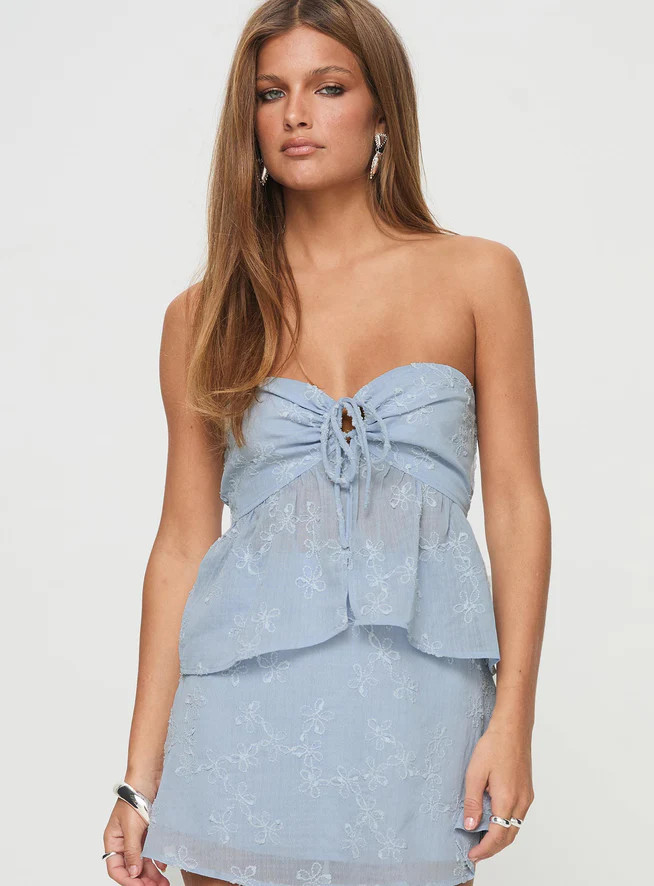 Rosenberg Strapless Top Blue | Princess Polly US